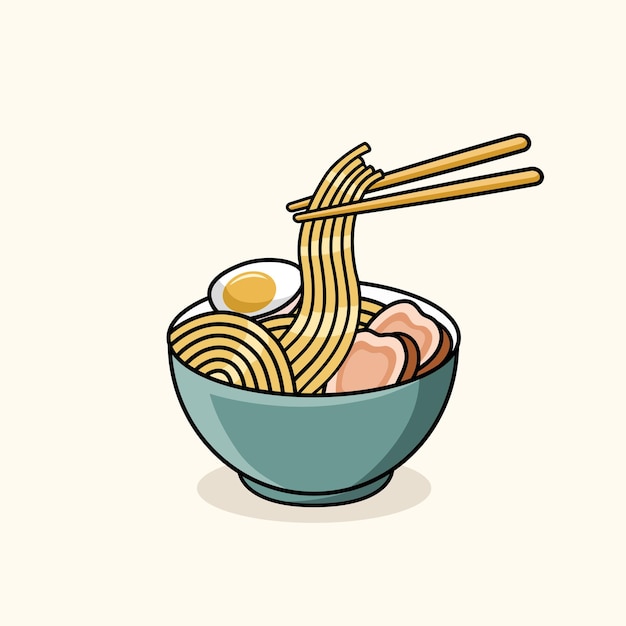 Asian delicious noodle vector illustration