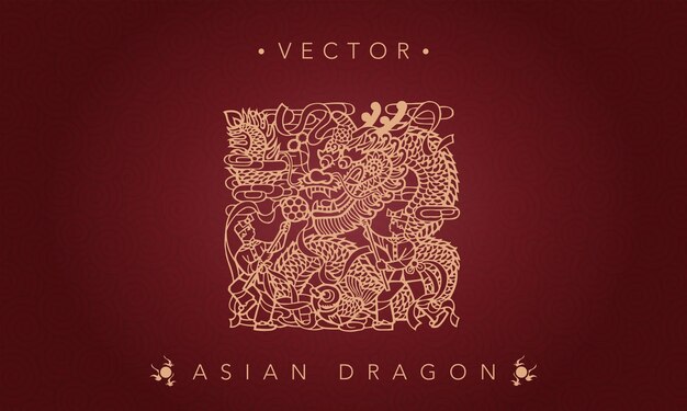 Vector asian dragon chinese  dragon totem pattern
