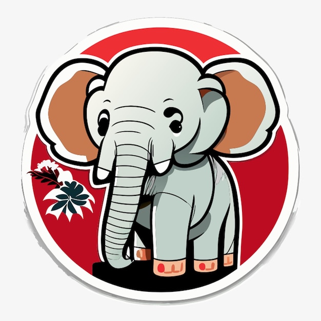 Illustrazione vettoriale di adesivo elefante asiatico