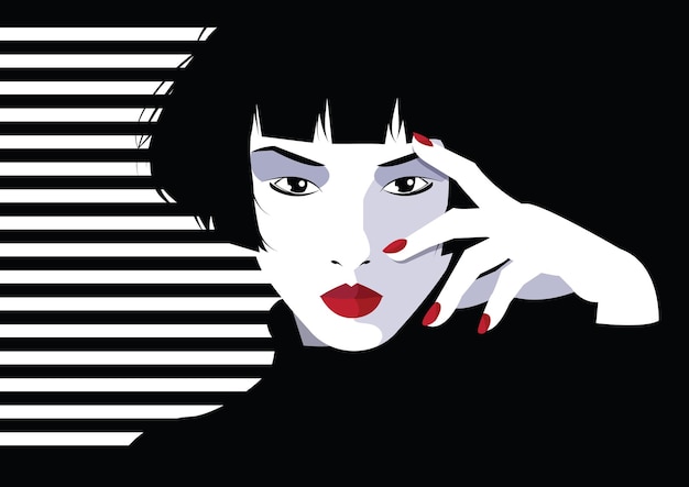 Asian fashion woman in style pop art.