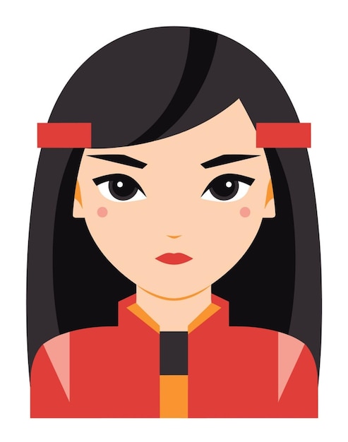 Vector asian female with traditional attire neutral