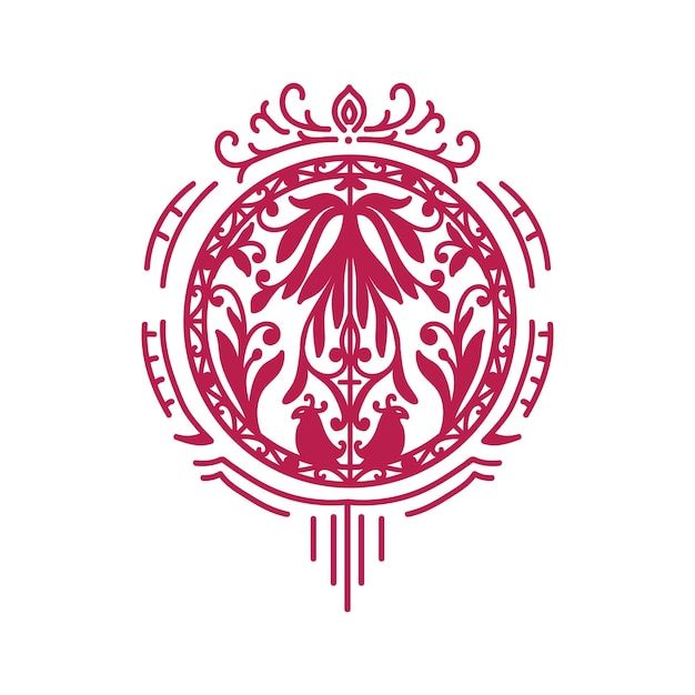 Символ азиатской цветочной декоративной иллюстрации