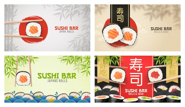 Vector asian food banner set