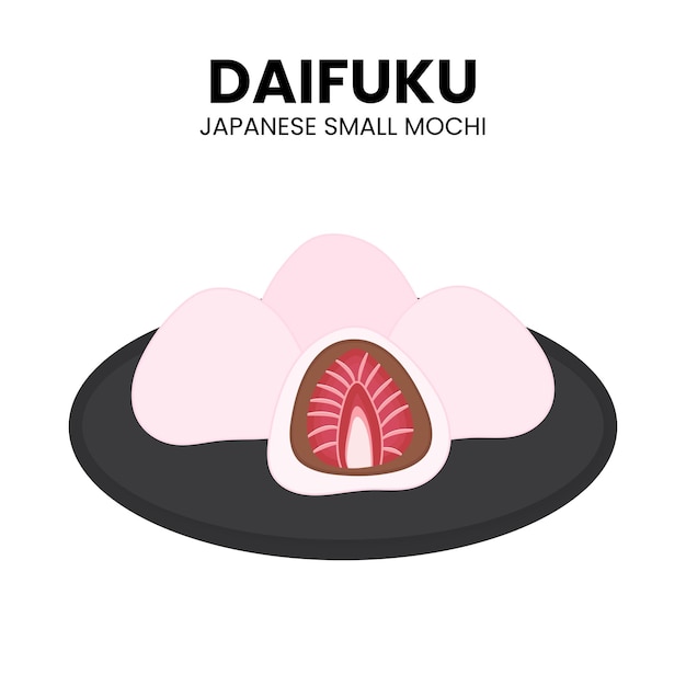 Asian food of daifuku Japanese dessert vector