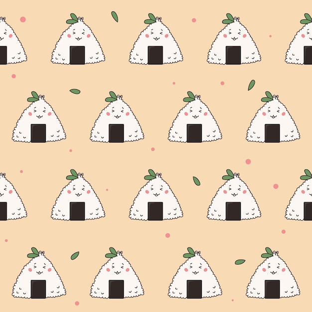 Asian Food Doodle Wrapping Paper Print Swatch Funny Symbol Seamless Pattern Background Design