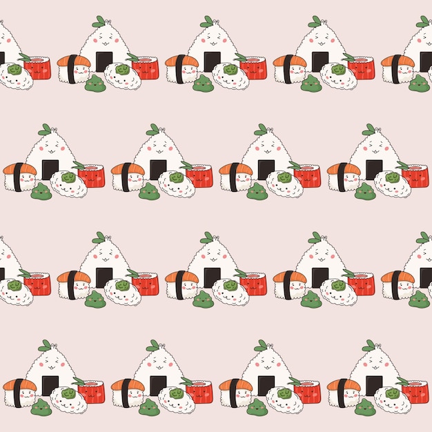 Asian Food Doodle Wrapping Paper Print Swatch Funny Symbol Seamless Pattern Background Design