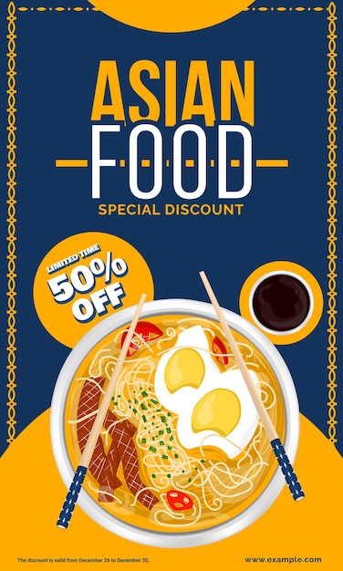 Vector asian food hand drawn ramen noodle sale discount banner