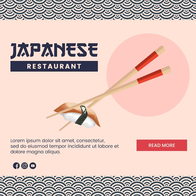 Vector asian food illustration design of japanese food for presentation social media template