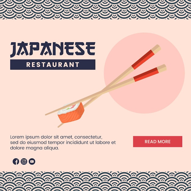 Vector asian food illustration design of japanese food for presentation social media template