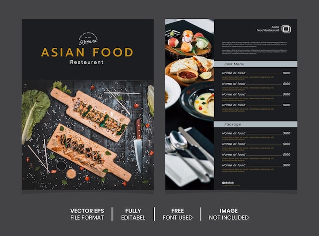 Vector asian food menu poster template