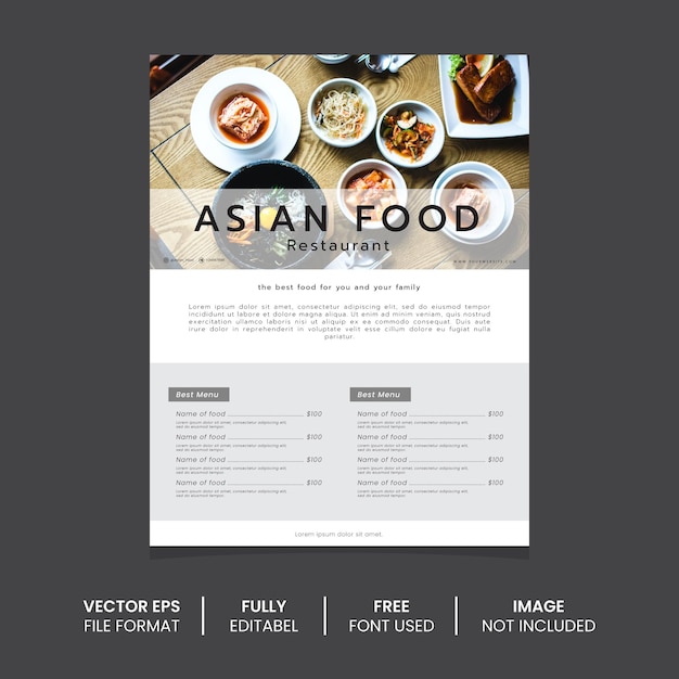 Asian food menu poster template