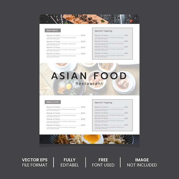asian food menu poster template