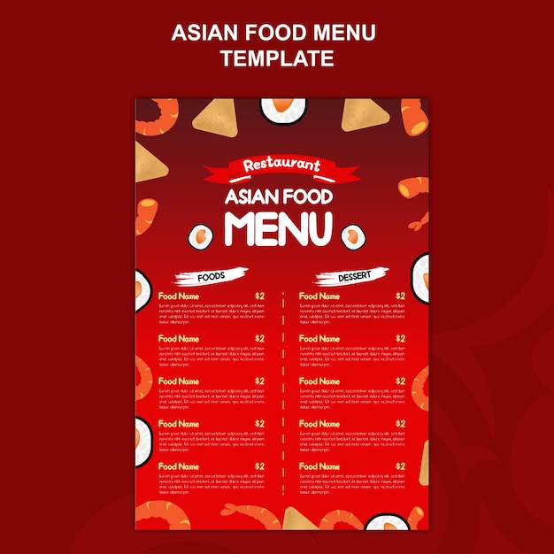 Vector asian food menu template