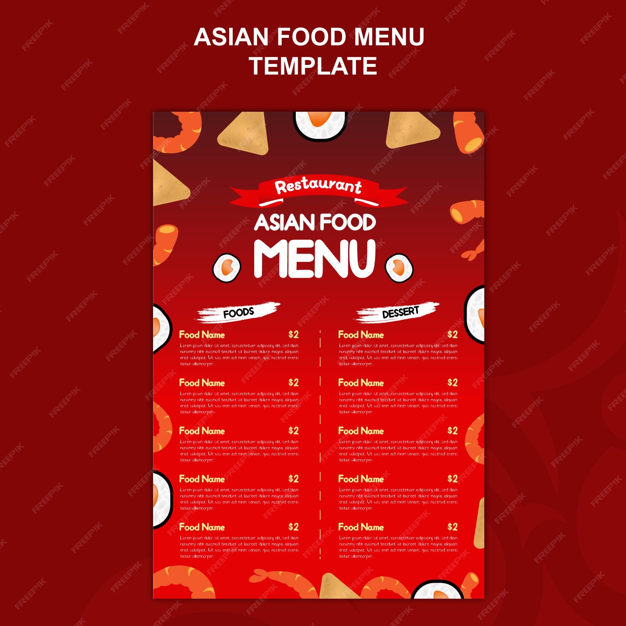 Premium Vector | Asian food menu template