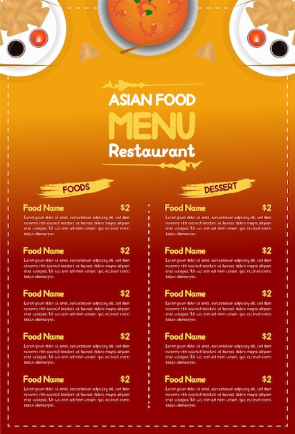 Asian food menu template