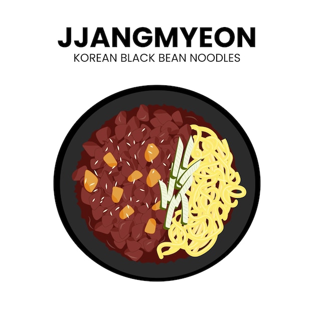 Азиатская еда вектора корейской кухни jjangmyeon