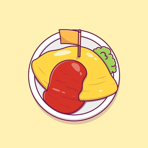 Азиатская еда omurice мультфильм вектор