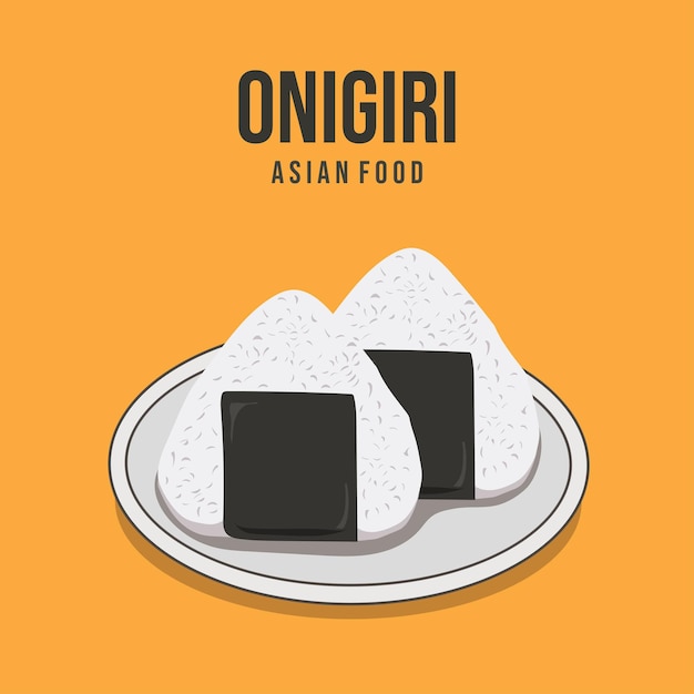 Cibo asiatico onigiri piatto giapponese illustrazione vettoriale