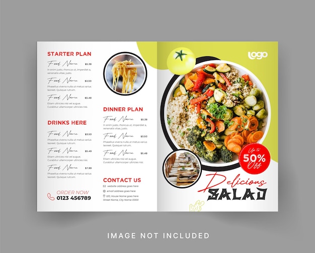 Asian Food Restaurant Menu Bi Fold Brochure