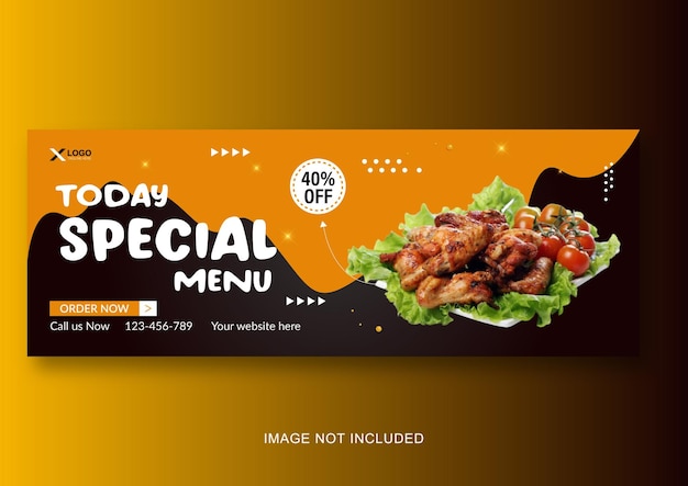 Asian food restaurant menu facebook cover and web banner template