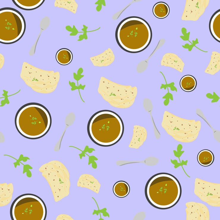 Vector asian food seamless food pattern vector minimal style