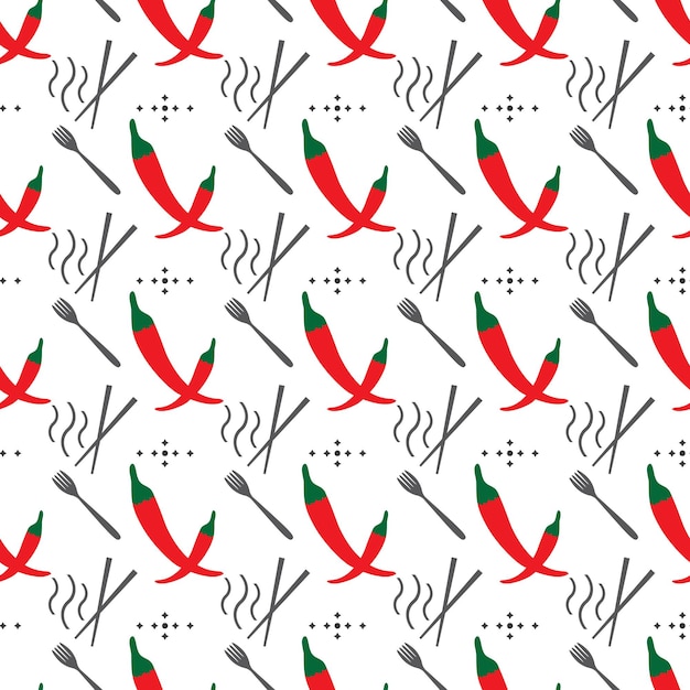 Asian food seamless pattern with the shape of chilies and paprika abstract premium vector design