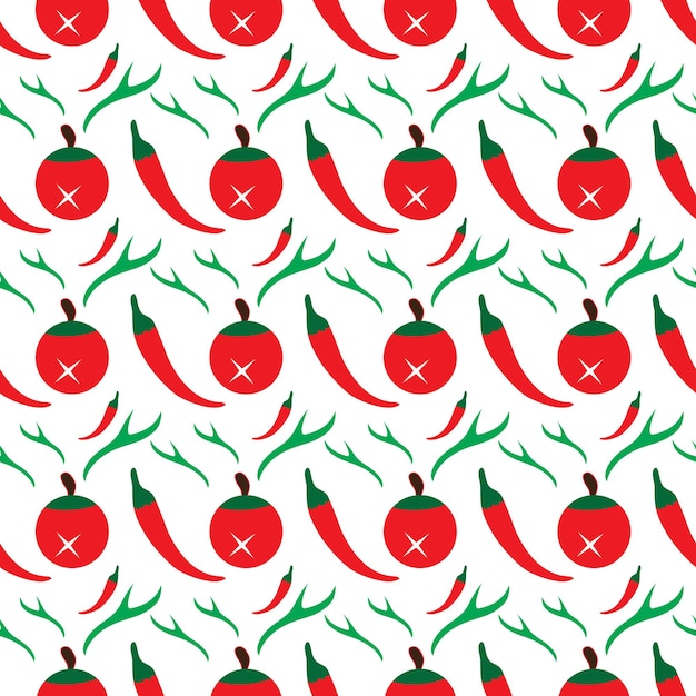 Asian food seamless pattern with the shape of chilies and paprika abstract premium vector design