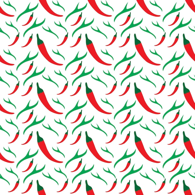 Modello senza cuciture di cibo asiatico con la forma di peperoncini e paprika disegno vettoriale premium astratto