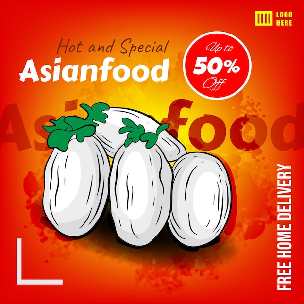 Asian food social media banner post template