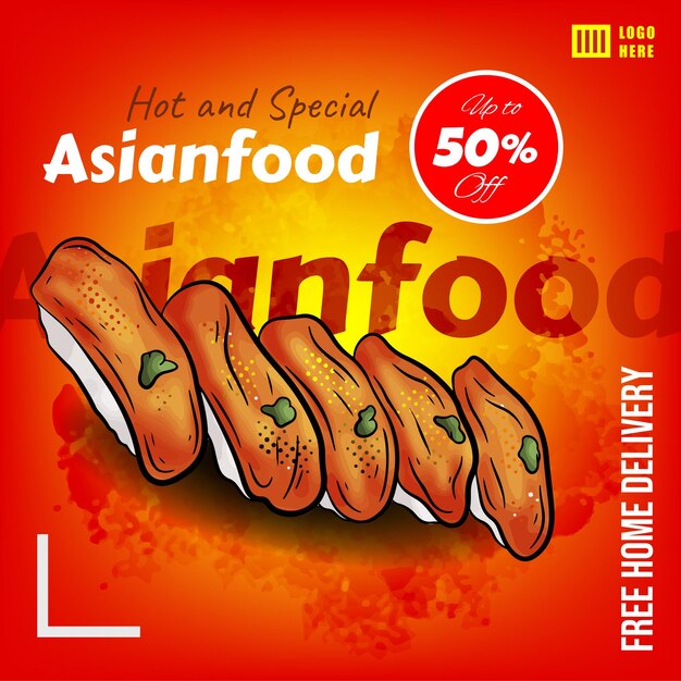 Asian food social media banner post template