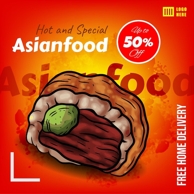 Vector asian food social media banner post template