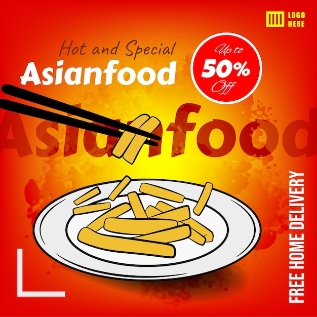 Шаблон сообщения в социальных сетях Asian Food