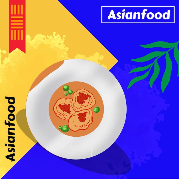Modello di post sui social media di cibo asiatico