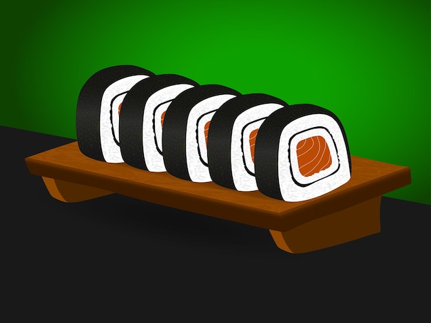 Asian food sushi on wooden stand