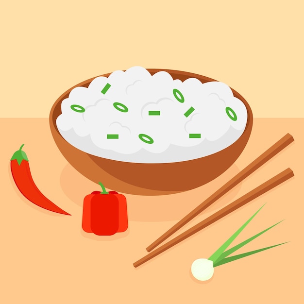 Vector asian food traditional chinese rice