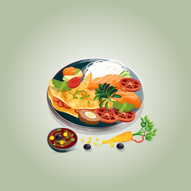 Asian food and  traditional restaurants, cooking, menu, vector illustration