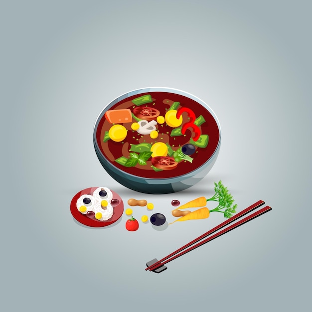 Asian food and  traditional restaurants, cooking, menu, vector illustration