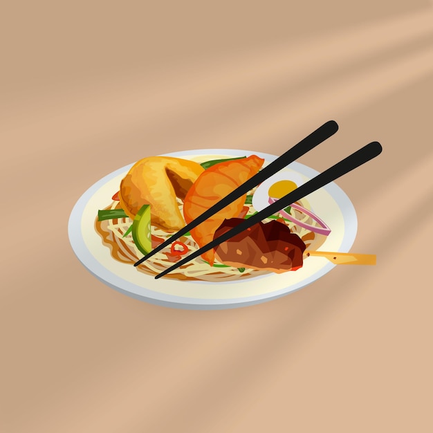 Asian food and  traditional restaurants, cooking, menu, vector illustration