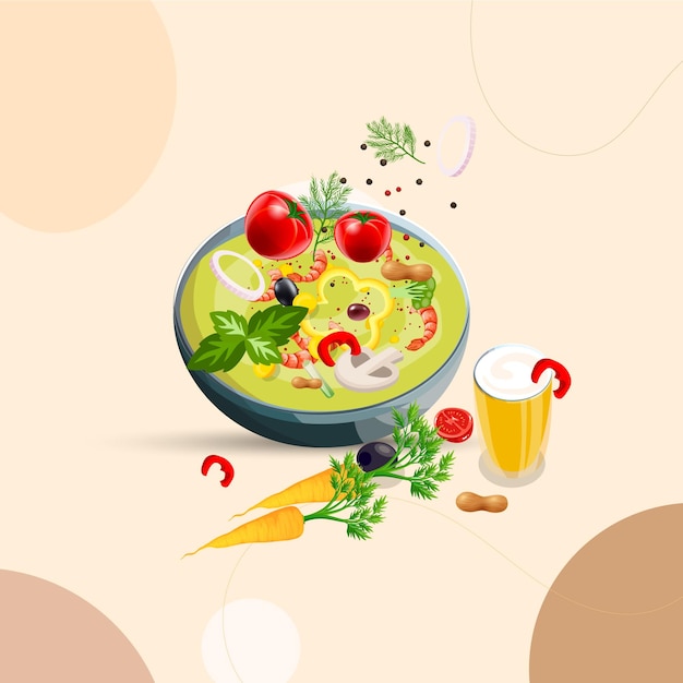 아시아 음식과 전통 레스토랑, 요리, 메뉴, 벡터 그림