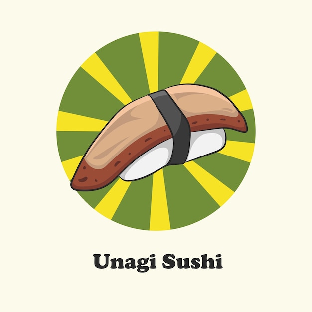 Asian Food Unagi Sushi vector Japanese cuisine traditional food eel Sushi