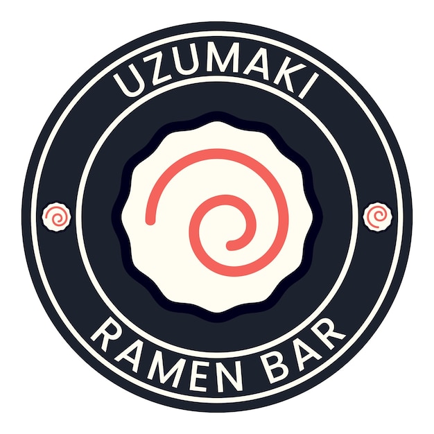 Азиатская еда. Uzumaki Ramen Bar, векторная иллюстрация логотипа Hot and Spicy