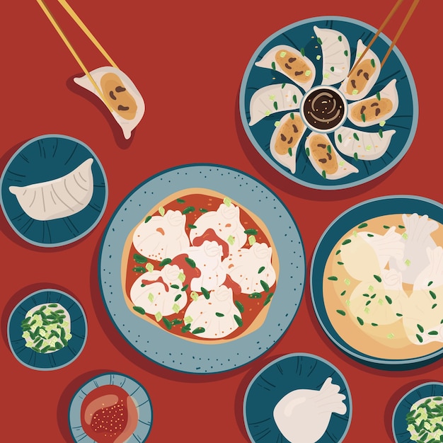 Вектор Векторная иллюстрация азиатской кухни