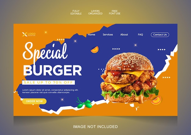 Asian food website banner and landing page design template