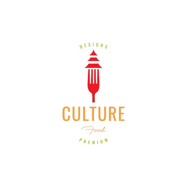 Asian food with fork logo design