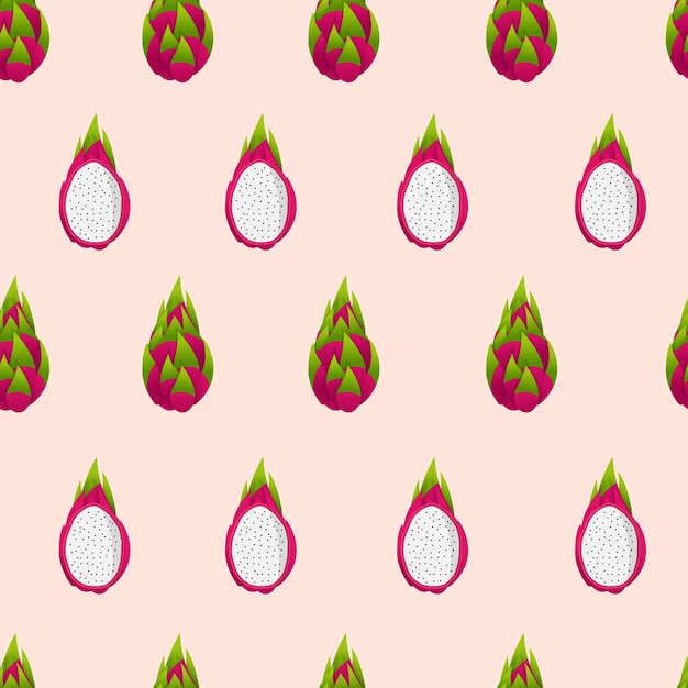 Asian fruit seamless pattern background - dragon fruit