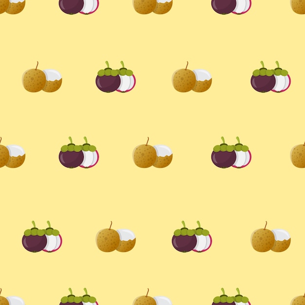 Asian Fruit Seamless Pattern - Mangosteen and Longan