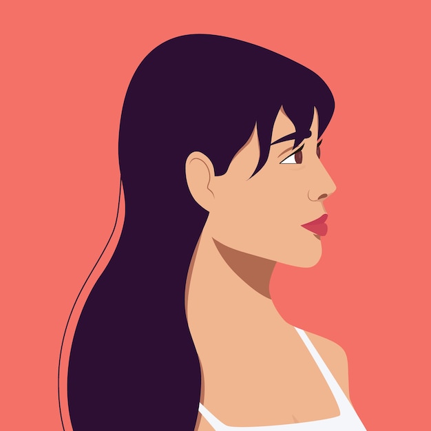 Vector asian girl flat color character