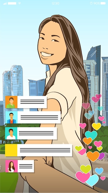 Icona di profilo video girl blogger asiatico