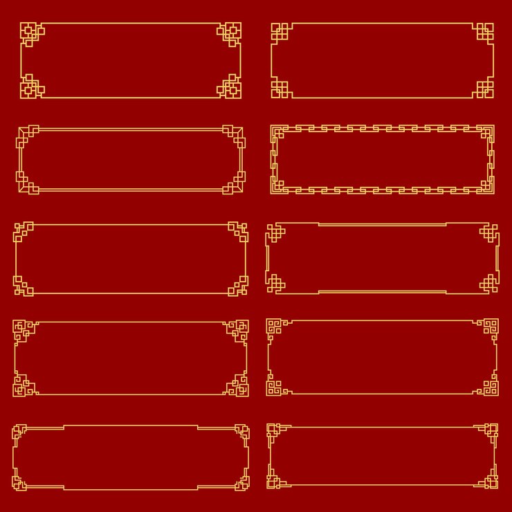 Vector asian golden frames and borders with knot patterns