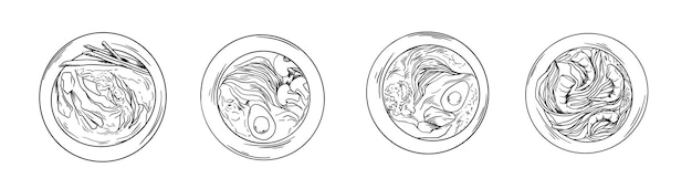 アジアの韓国料理スープ セラミック ボウル温かい料理落書きイラスト